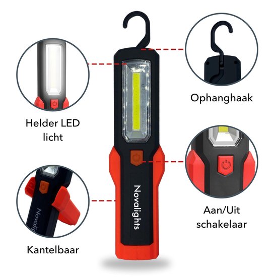 Looplamp Oplaadbaar Met Magneet Met Haak COB IPX5 Dimbaar