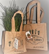 Plantenzak Set van 2 stuks H 18|14cm Jute met handvaten | plantentas