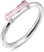 Twice As Nice Ring in edelstaal, baguette, roze kristal  52