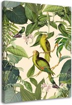 Schilderij Exotische vogels, 2 maten, geel/groen (wanddecoratie)