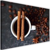 Schilderij Kaneel koffie, 2 maten, bruin/grijs (wanddecoratie)