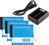 3x Accu + XL Oplader Newell voor GoPro HERO 9 BLACK Batterij