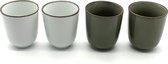 Koffiekopjes set van 4 - koffiemok - koffiebeker - 180ML - porselein - hip en trendy - wit - groen