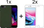 iPhone 8 plus hoesje groen - iPhone 8 plus hoesje siliconen case hoesjes cover hoes - 2x iPhone 8 plus Screenprotector screen protector