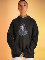 Billie Eilish Gothic Hoodie Trui / Airbrush Flames Blohsh / Fan art Merchandise / Popstar / Zwart Unisex Maat L