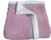 Handgemaakte grote warme woondeken of plaid roze rib 200 x 140 cm