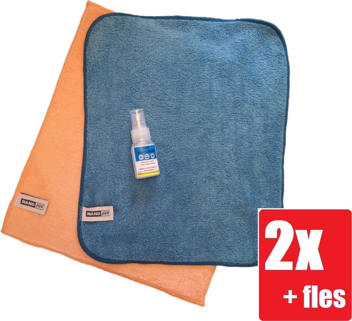 Goedkoopste Nanodoekje - Nanodoek - Nanodoekjes - Nanohandschoen - Schoonmaakdoek - Microvezeldoek - 2 Stuks Blauw, Oranje Relax Nano Liquid