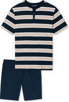 Schiesser Heren S/S Shortama - Beige/blauw gestreept - Mannen - Maat XXL