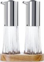 AdHoc Crystal Olie- of Azijn Dispenser - RVS/Acryl - 18 cm - Transparant/Zilver
