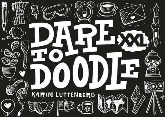 Boek Dare to Doodle XXL, 1 Doodle A5 Oefenblok, 1 Fineliner, Set Potloden, 1 Gum/Slijper, 1 Liniaal + A5 Zipperbag