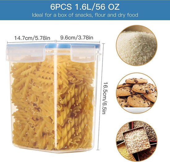 Bol Com Set Van 6 Opslagcontainers Graan En Voedselopslagcontainers Bpa Vrije Plastic