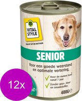 Vitastyle Blik Vitaal Vlees Senior - Hondenvoer - 12 x 400 g