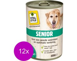 Vitastyle Blik Vitaal Vlees Senior - Hondenvoer - 12 x 400 g