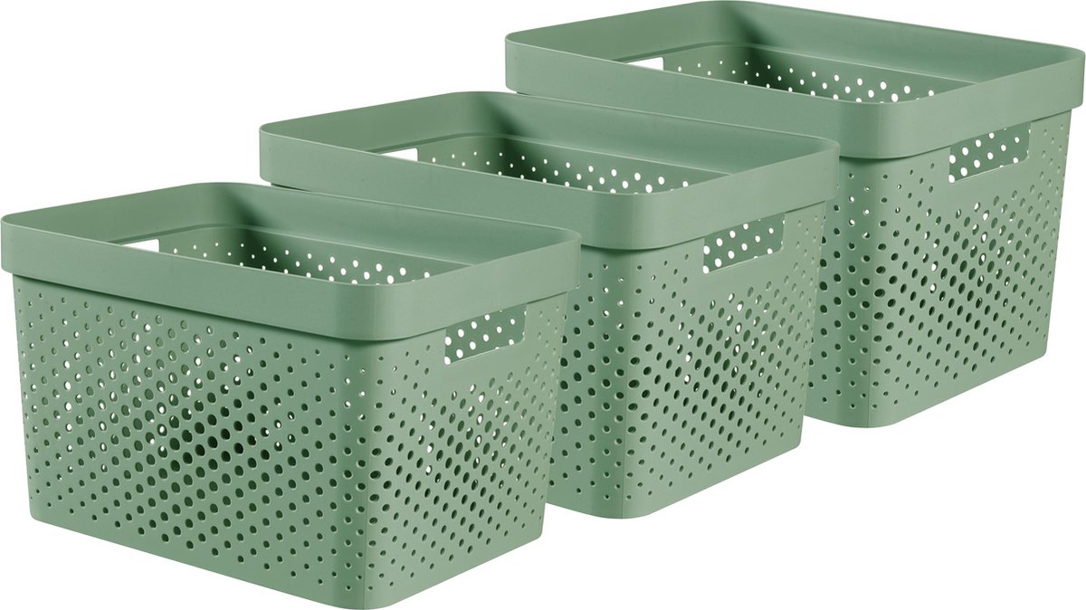 Curver Infinity Dots Recycled Opbergbox 17L 3 stuks Groen