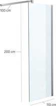Douchewand Nano Richthoekig klarglas,110x200x100 cm,