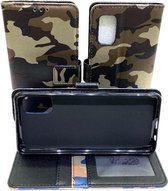 Samsung Galaxy S20 Commando Bruin Print Portemonnee Kunstleer Luxe Wallet Case -TPU  hoesje met pasjes Flip Cover - Boek  beschermend Telefoonhoesje