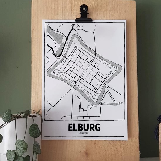 Plattegrond Elburg - Tekening - A5 kaart - Stadskaart