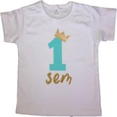 Verjaardag shirt, jongen, 1 jaar, eigen naam, smash cake, fotoshoot, boy, one, verjaardag, mint/goud, verjaardag outfit, kinder t-shirt, jarig kind