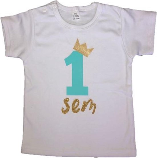 Verjaardag shirt, jongen, 1 jaar, eigen naam, smash cake, fotoshoot, boy, one, verjaardag, mint/goud, verjaardag outfit, kinder t-shirt, jarig kind
