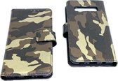 Samsung Galaxy S10 Plus Commando Bruin Print Portemonnee Kunstleer Luxe Wallet Case -TPU  hoesje met pasjes Flip Cover - Boek  beschermend Telefoonhoesje