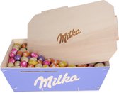 Milka Paaseitjes in houten kistje met exclusief paasmandje - in verschillende smaken - chocolade voor Pasen - 2500g