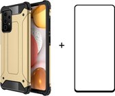 Telefoonhoesje geschikt voor Samsung Galaxy A52 silicone TPU hybride goud hoesje + full cover glas screenprotector