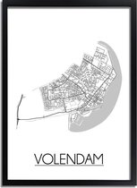 Volendam Plattegrond poster A4 + fotolijst zwart (21x29,7cm) - DesignClaudShop