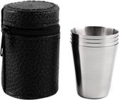Gobelets à shot en acier inoxydable avec support - verres à shot - shots - portable - survie - sports d'hiver - outdoor- ensemble de gobelets avec couvercle - 30 ml