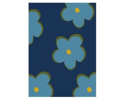 HappyBook - Notitieboek - A4 - Bloem - Blauw - Design - Cadeau - Gelijnd - Gelinieerd - Softcover - Bloemen - Werk - Studie - Dagboek - Diary - School - Vrolijk - Elastiek - Boekenlegger - Relatiegeschenk - Lifestyle boek - Ideeën boek - Plannen boek