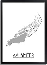 Aalsmeer Plattegrond poster A2 + fotolijst zwart (42x59,4cm) - DesignClaudShop