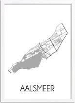 Aalsmeer Plattegrond poster A3 + Fotolijst wit (29,7x42cm) - DesignClaudShop