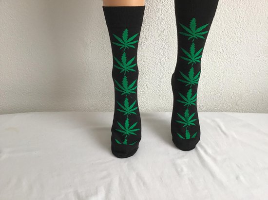 Chaussettes dames marijuana cannabis noir greon feuilles 36-41 | bol.com
