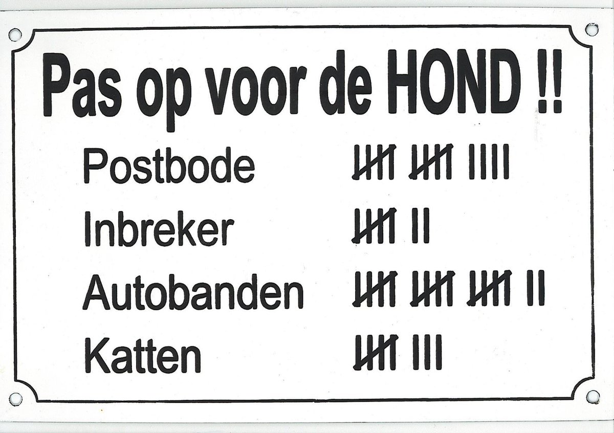 MadDeco - emaille - wandbord - Pas - Op - Voor - De - Hond