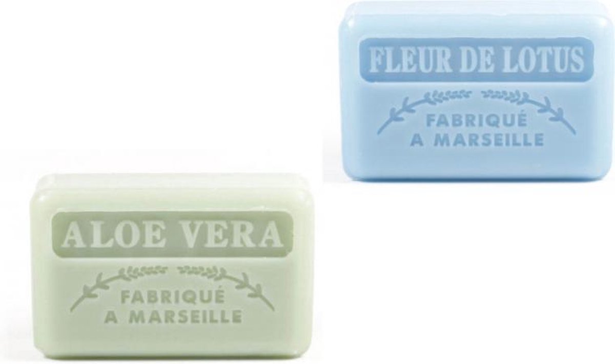 Goedkoopste Soap bar set - zeep savon de marseille fleur de lotus Aloë vera 2x125 gr.