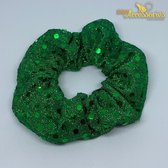 Velvet Kerst Scrunchies Zilver/Groen glitters - Set van 2 - Accessoire - Mode - Fashion - Fluweel - Kerstmis - Christmas - Cadeau - Rendier - Eland - Kerstman - Kerstvrouw - Dames - Meiden - 