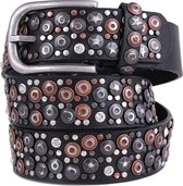 Riem met Sterren en Studs - Echt Leer / Leder - 105x3,5 cm - Zwart