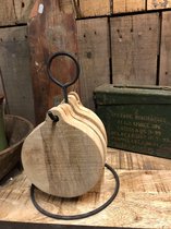 houten ronde onderzetters op metalen houder 31h 21b