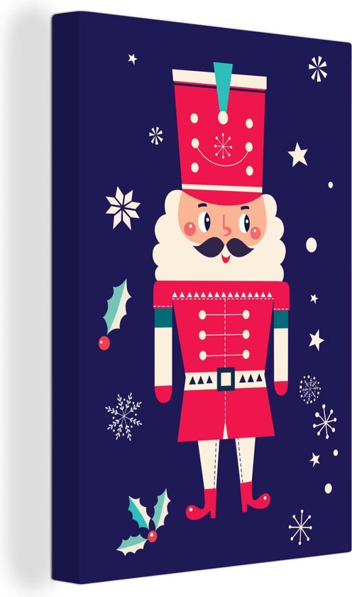 Illustration de Noël d'un casse-noisette avec toile de neige 2cm 60x90 cm - Tirage photo sur toile (Décoration murale salon / chambre)