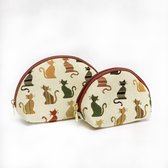 Make-up tas set - Cheeky Cat - 2 in 1 - Moderne kat - katten - gobelinstof