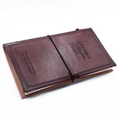 Handgemaakt leren dagboek - Notitieboek - Our Family Adventure Book - Bruin (80 pagina's) - 22x12x1.5cn