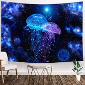 Ulticool - Psychedelisch Kwallen Jellyfish Natuur Dieren - Tapestry Blacklight Fluoriserend Decoratie - Magic Glow in the Dark - Fluor Neon - Wandkleed - 200x150 cm - Groot wandtap