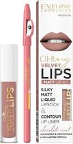 Eveline - Oh My Lips Liquid Matt Lipstick&Contour Lip Liner Matte And Contour 4.5Ml+1Pc. 11 Milkshake Cookie