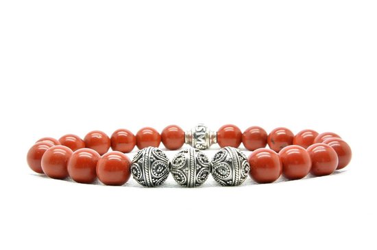 Beaddhism - Armband - Rojo - Zilver - Kashmir 3 - 8 mm - 22 cm