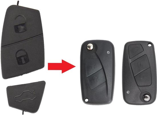 Autosleutel plastic/pad 2-3 knoppen Zwart SIPRS8 geschikt voor Fiat 500 / Panda / Idee / Punto / Ducato / Stilo / Doblo / Bravo / Fiorino / Qubo - sleutelbehuizing - Autosleutel rubber - Merkloos