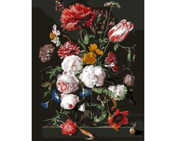 foto van Rubye® Schilderen Op Nummer Volwassenen – Bloemen in Vaas – Met Penselen – Canvas Schildersdoek - Kleuren op Nummer - 40x50cm