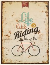2D bord "Life is like riding a bicycle" 33x25cm
