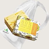 Soap & Gifts | Pure olijf Zeep met Calendula | Natuurlijke Hand & Body Zeep | Vega |2 Stuks 300 gram totaal | Incl Zeepzakje voor veel Schuim|