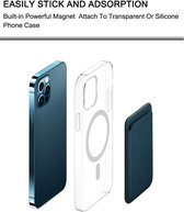 MW Lederen magnetische Pasjeshouder compatible met Magesafe voor de Apple iPhone 12 - iPhone 12 Mini - iPhone 12 Pro - iPhone 12 Pro Max - Magnetische Kaarthouder - Hoesje - Portem