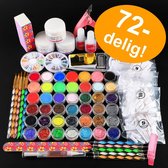 72-Delige Acryl Nagels Starterspakket - Acrylnagels Complete Kit Set - 42 Kleuren Acryl Glitters & Poeders - Nail Art Pakket - inclusief 500 Franse Tips en Tools