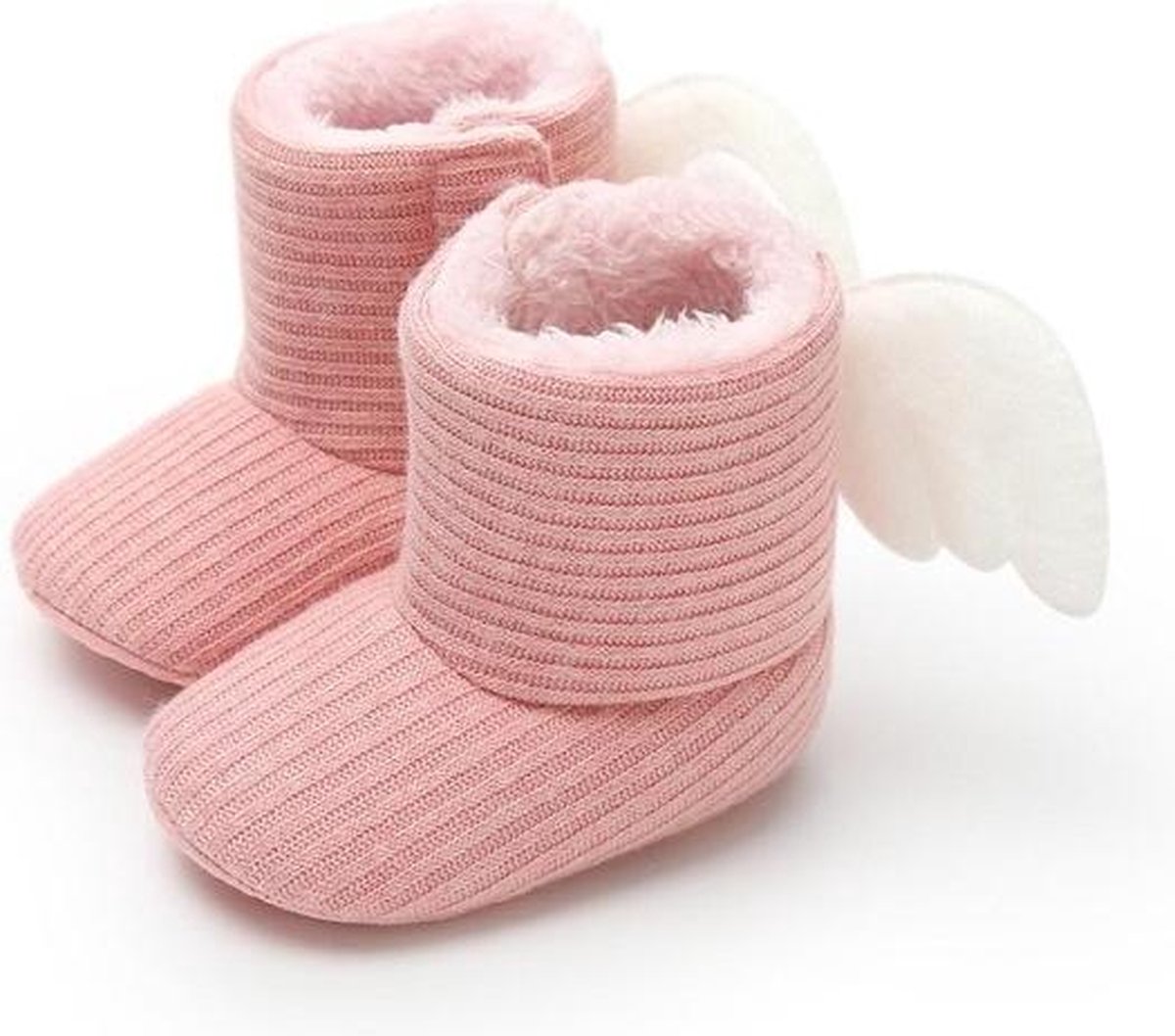 Babyslofjes - Baby Slofjes Meisjes - Roze - Met Vleugels - Maat 20 - 6-9 maanden